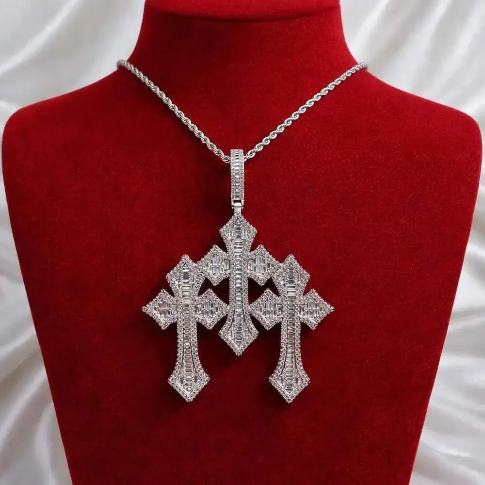 Iced Out Triple Cross Pendant 6958